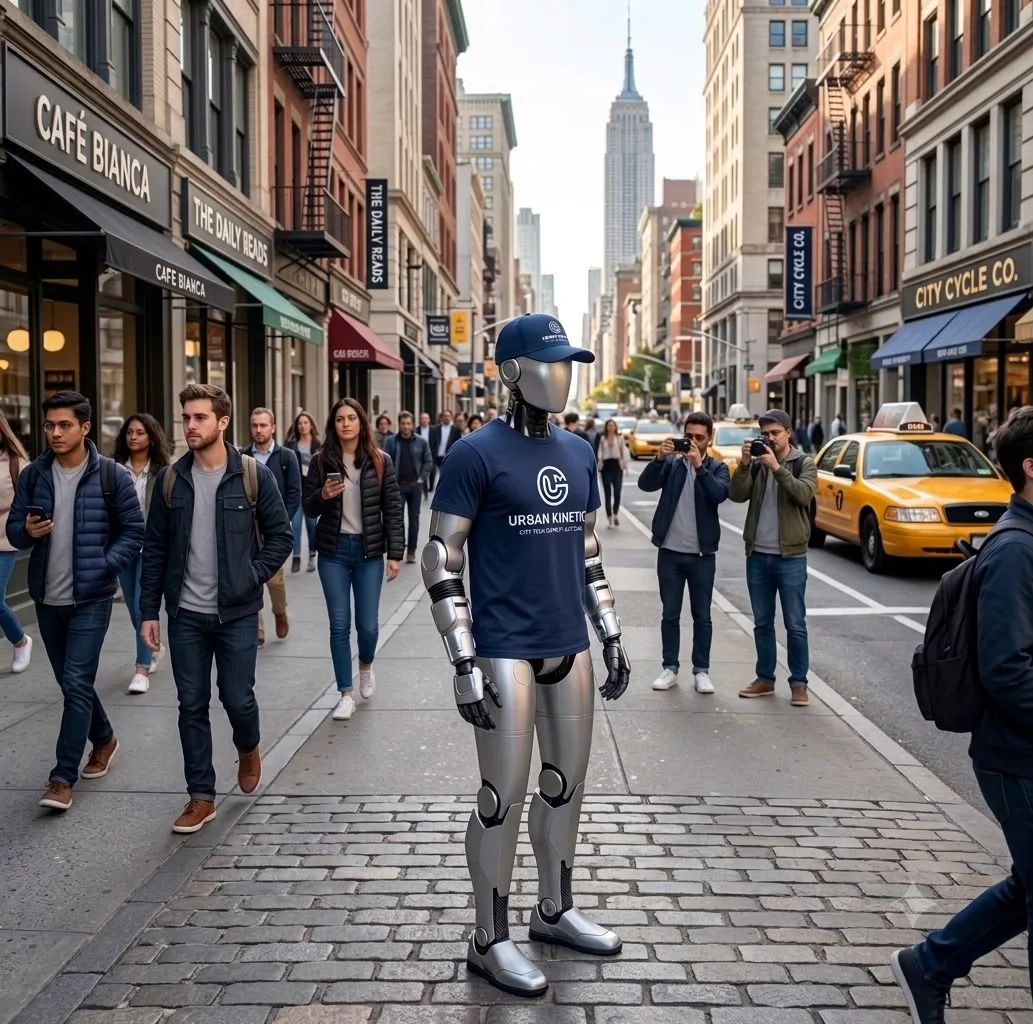 Robot humanoïde Unitree G1 animant un stand sur un salon professionnel